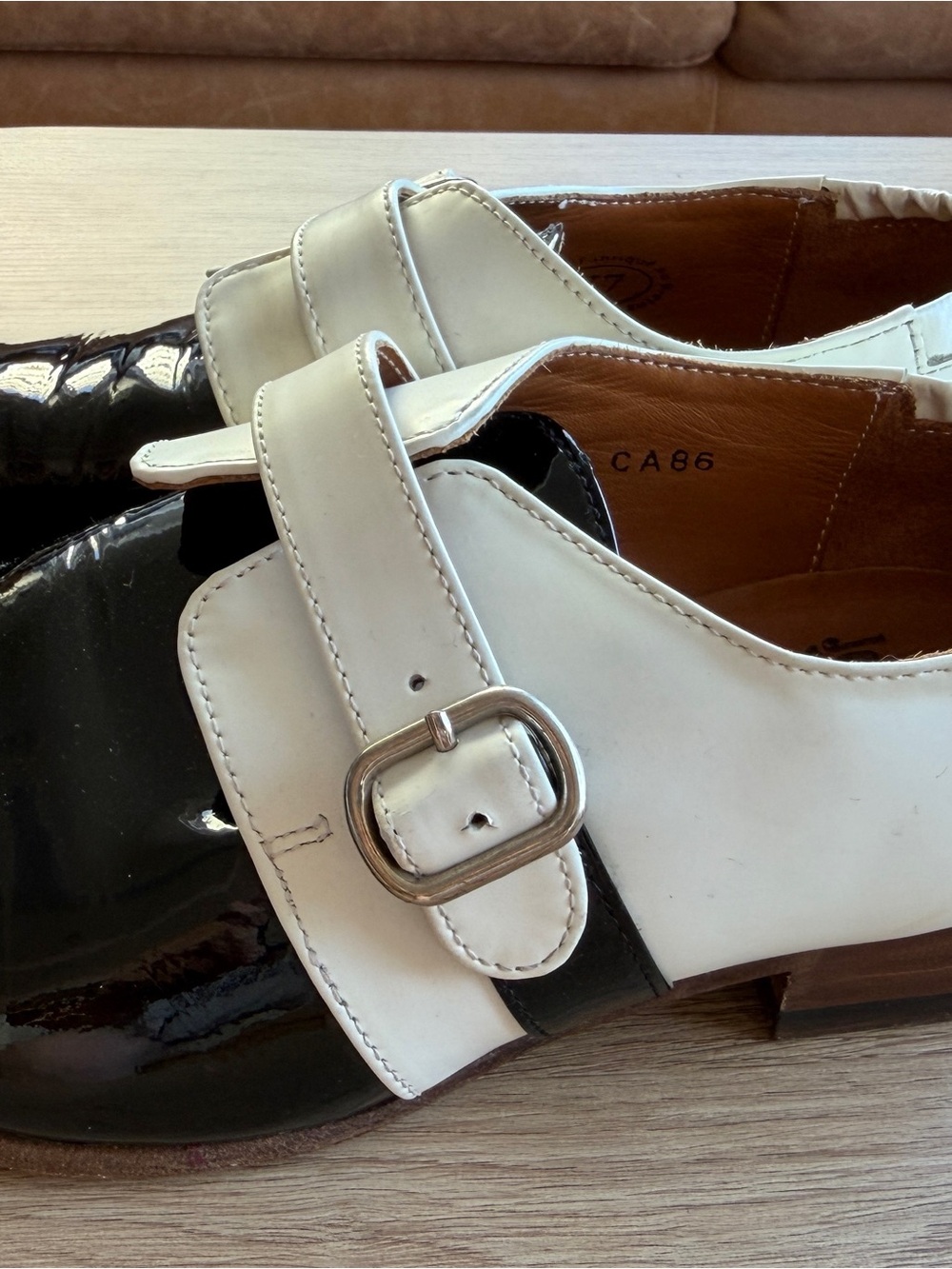 John Fluevog Two-Tone Patent Leather Gateway Johnston Monkstrap - 7